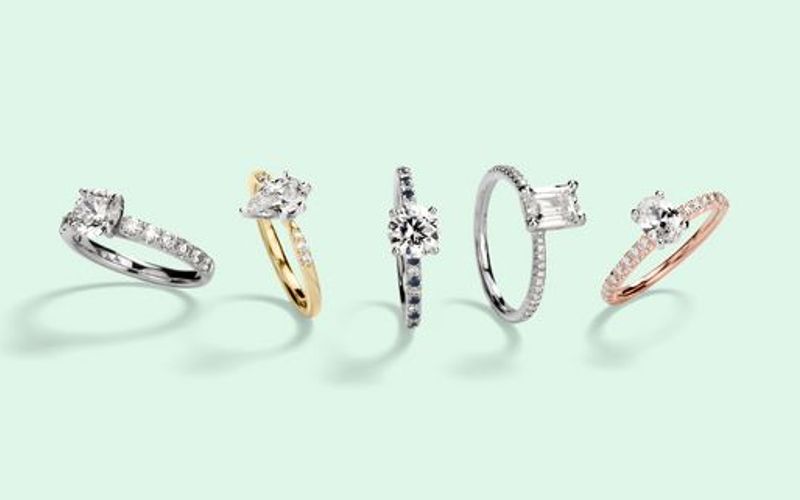 Five different styles of engagement rings